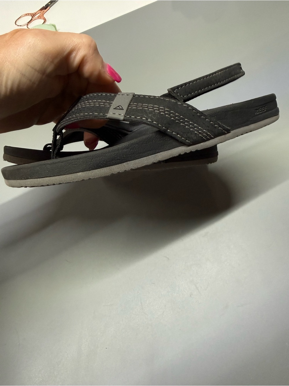 Boys Reef Black & Grey Sandals 11/12